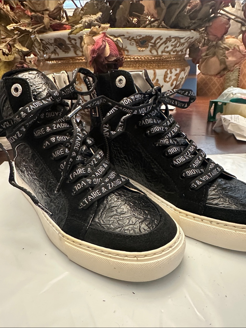 #46 BNWOB ZADIG & VOLTAIRE HI FLASH WRINKLE SNEAKERS